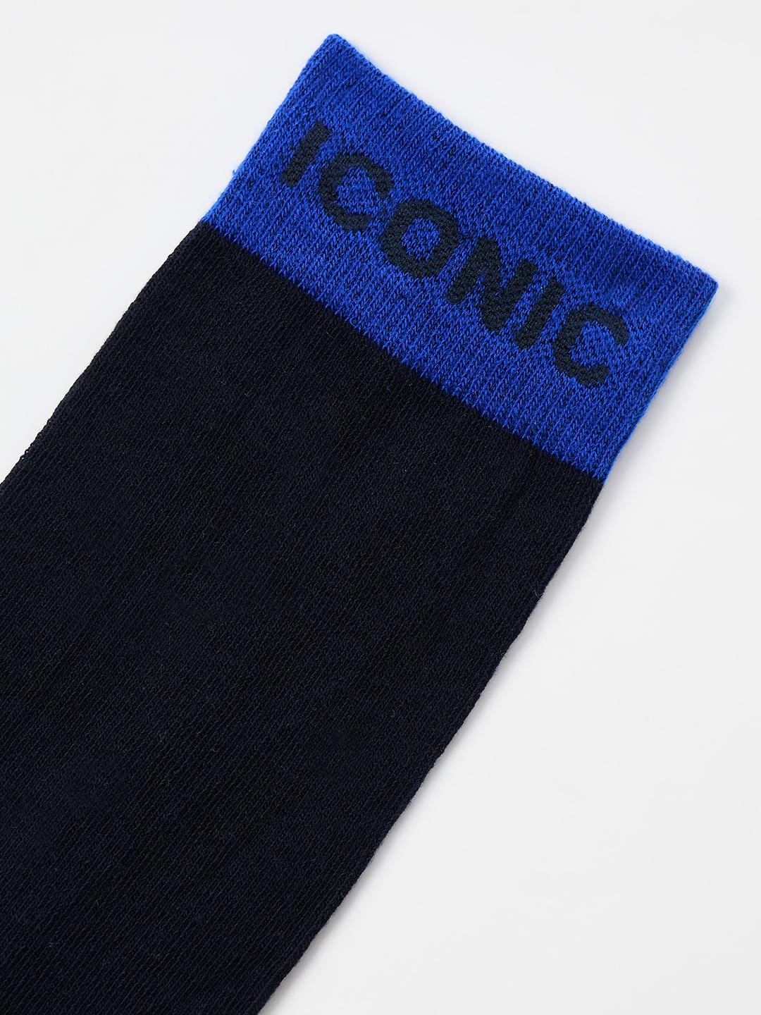 Iconic Men Navy Blue Solid Socks