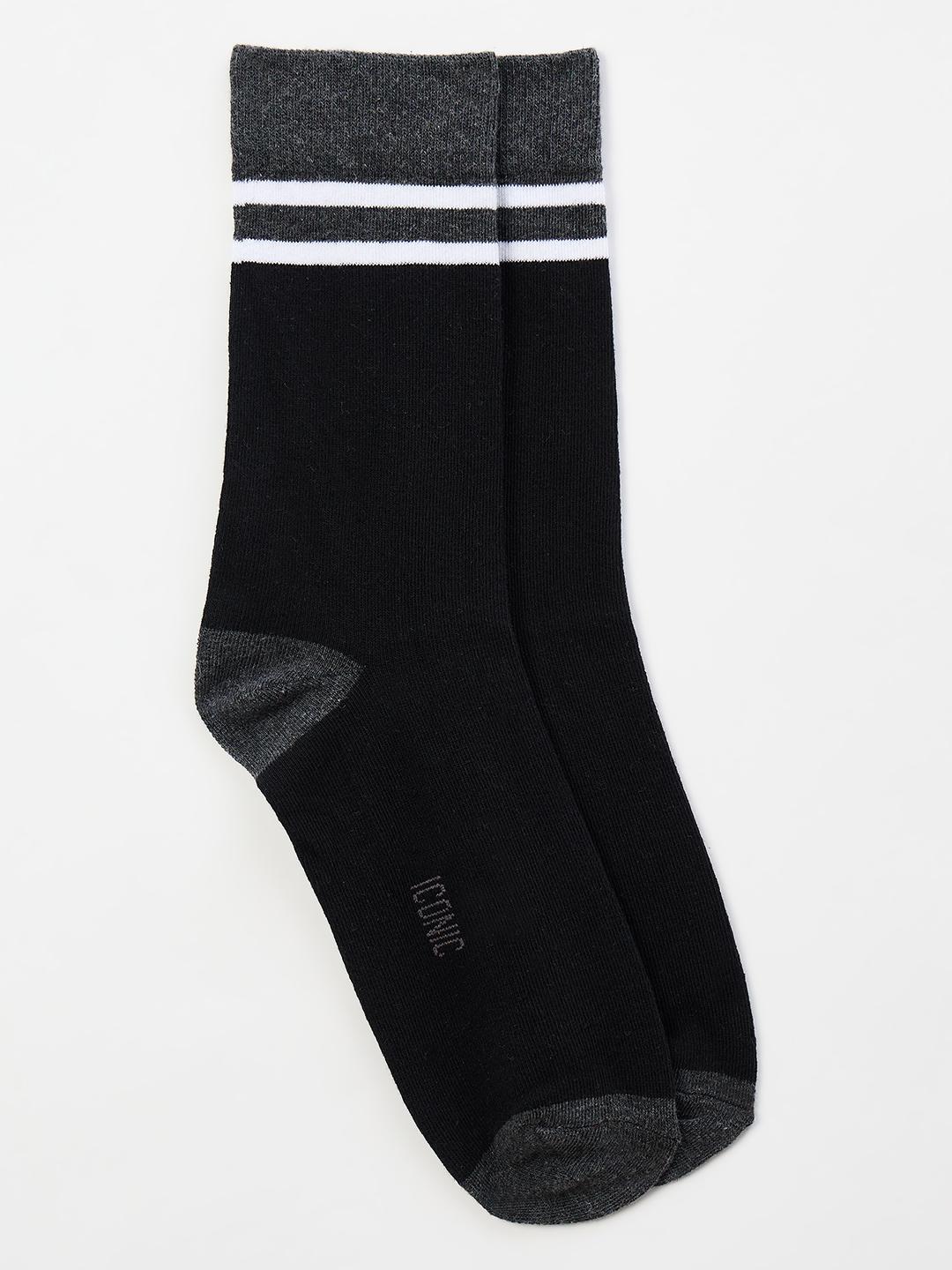 Iconic Men Dark Grey Solid Socks