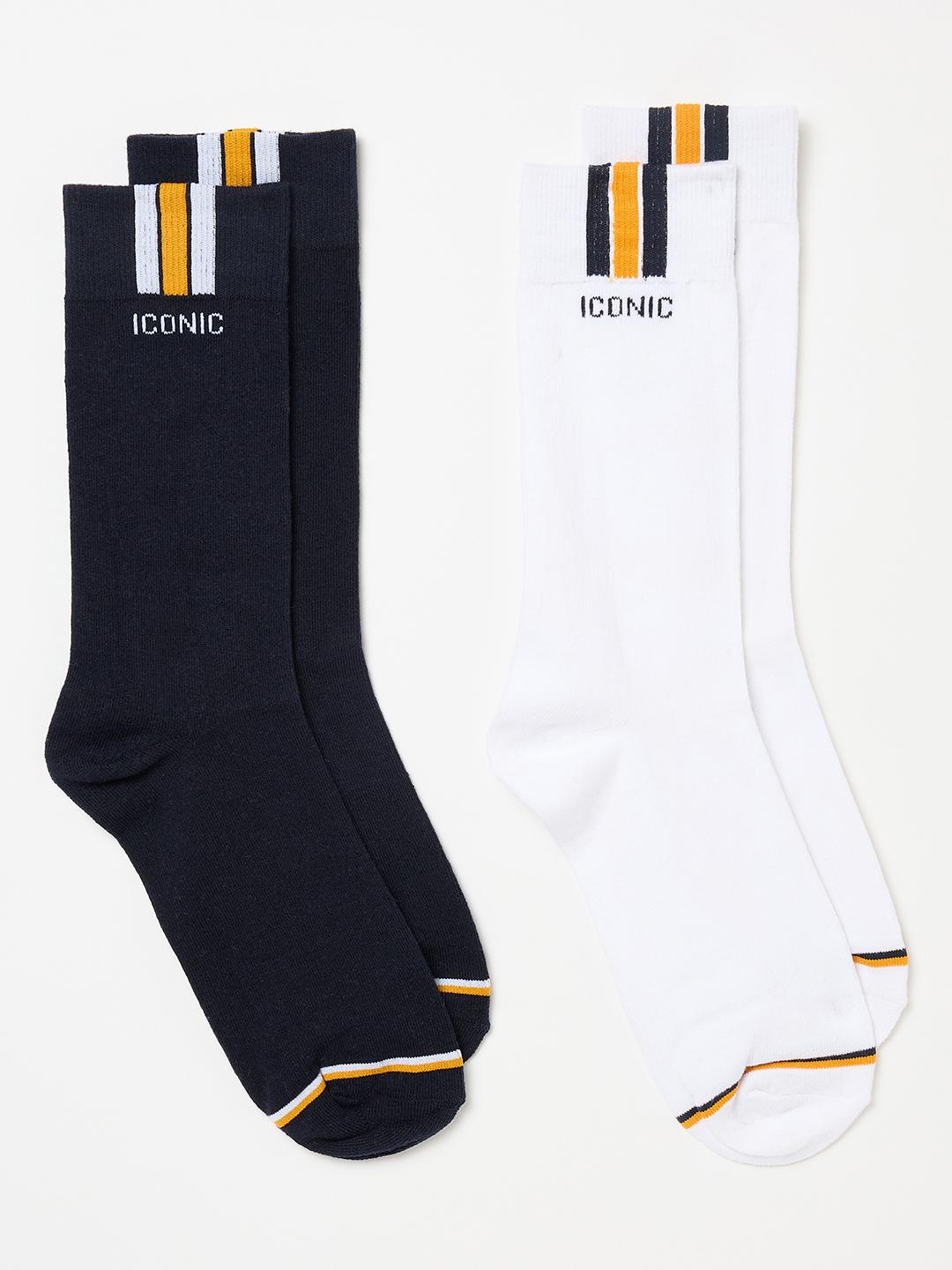 Iconic Men Multicolor Solid Socks - Pack of 2