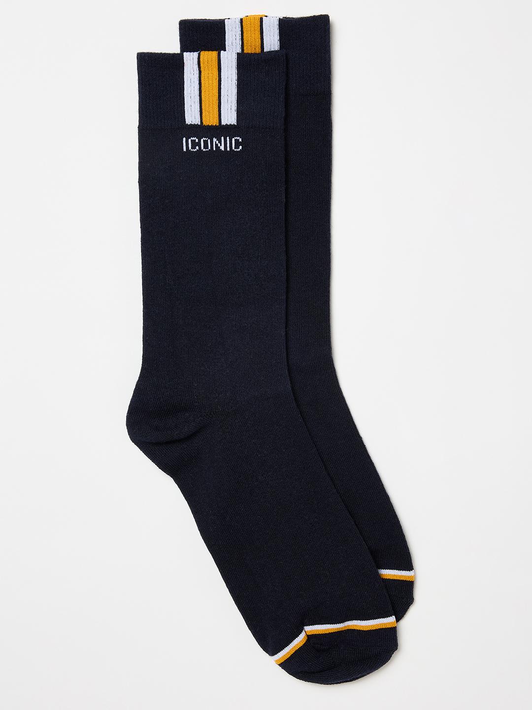 Iconic Men Multicolor Solid Socks - Pack of 2