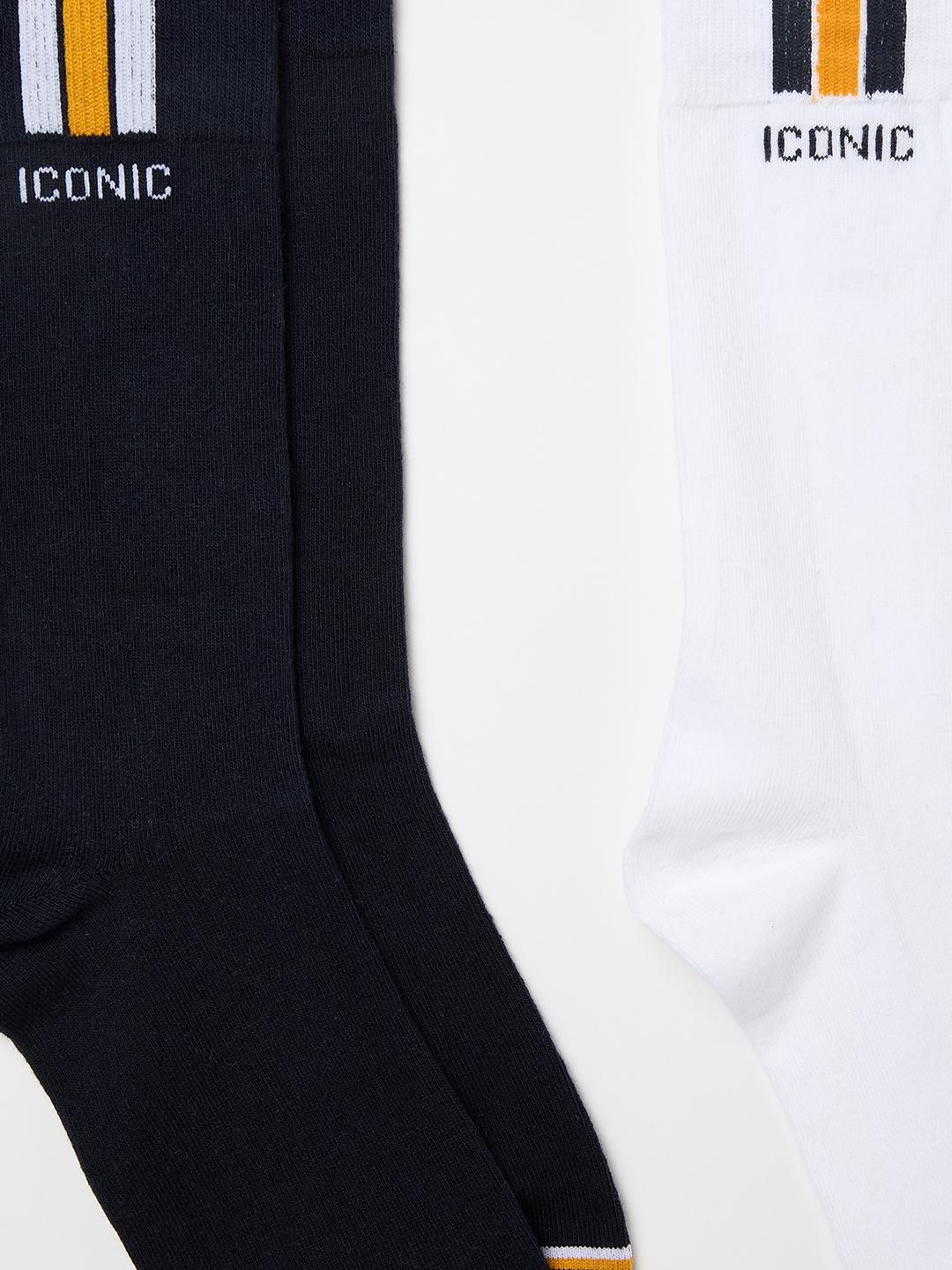 Iconic Men Multicolor Solid Socks - Pack of 2