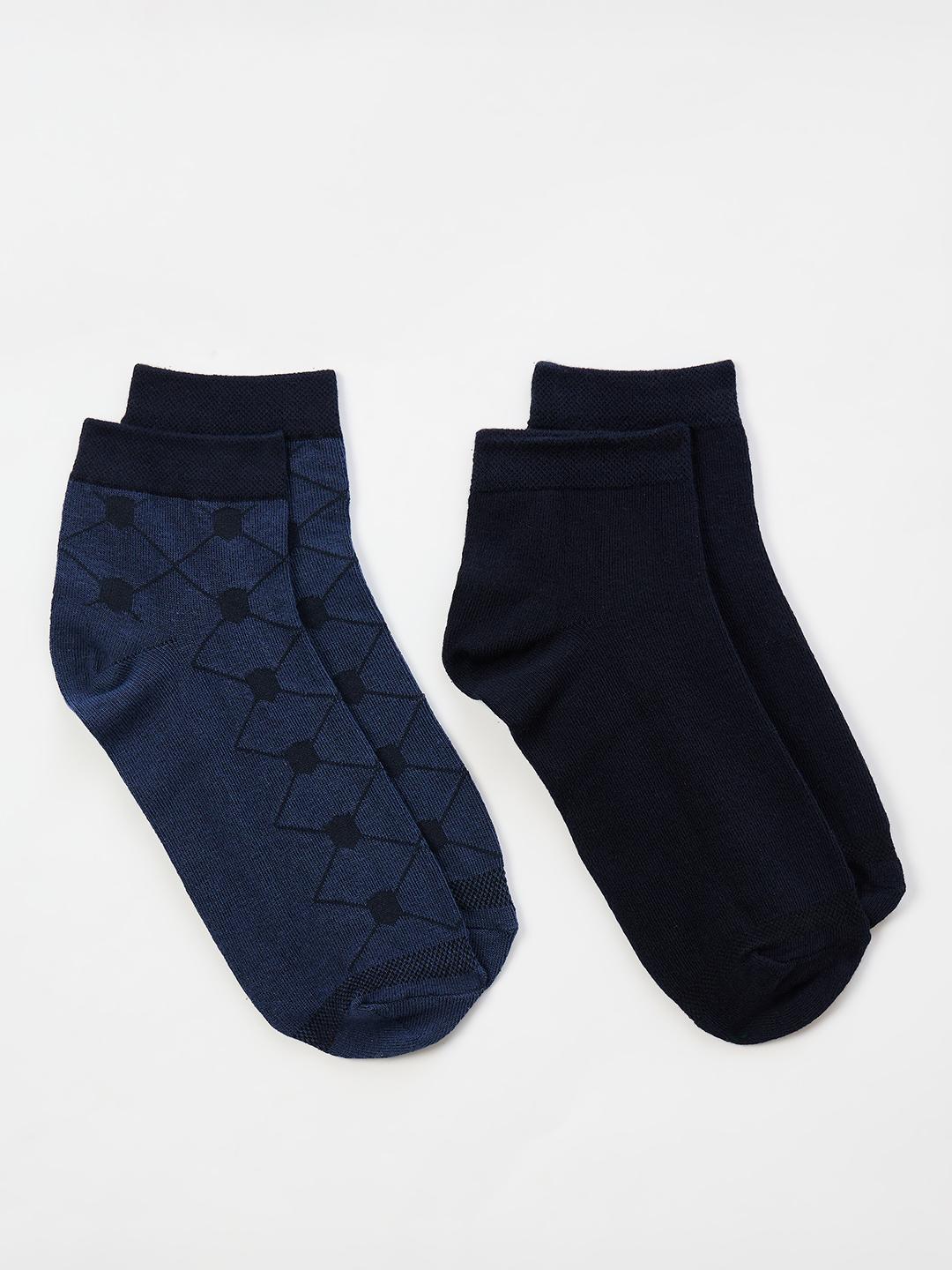 Iconic Men Blue Graphic Socks - Pack of 2