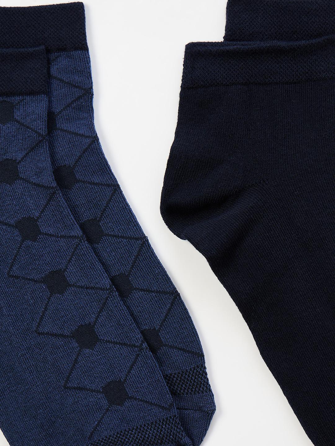 Iconic Men Blue Graphic Socks - Pack of 2
