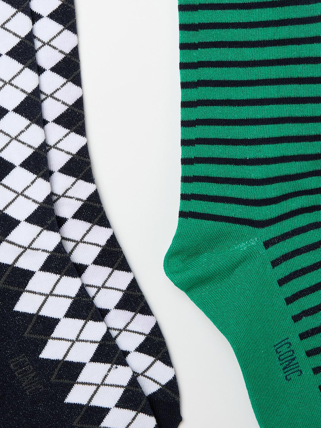 Iconic Men Multicolour Striped Socks - Pack of 3