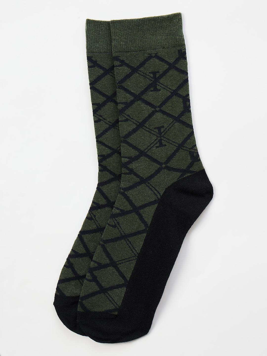 Iconic Men Green Checked Socks