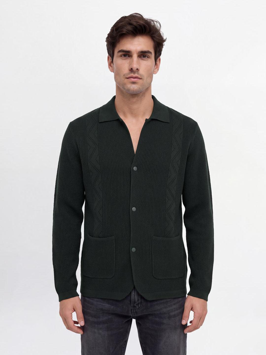 Iconic Men Green Textured Regular Fit Blazer