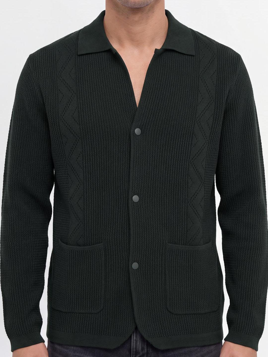 Iconic Men Green Textured Regular Fit Blazer