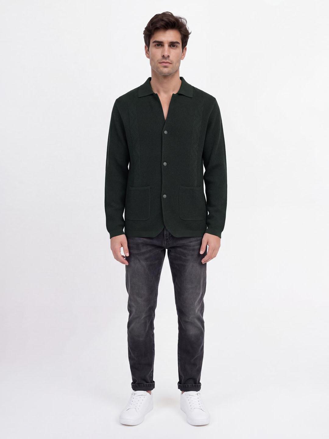 Iconic Men Green Textured Regular Fit Blazer