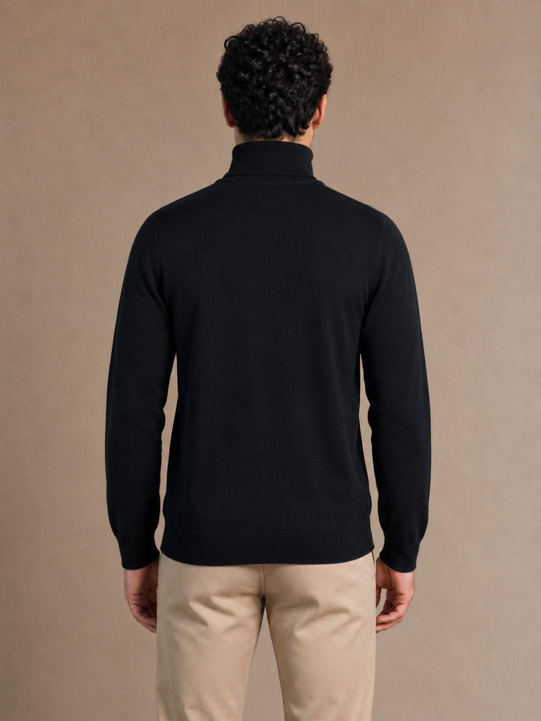 Iconic Men Black Colorblock Regular Fit Cotton Sweater