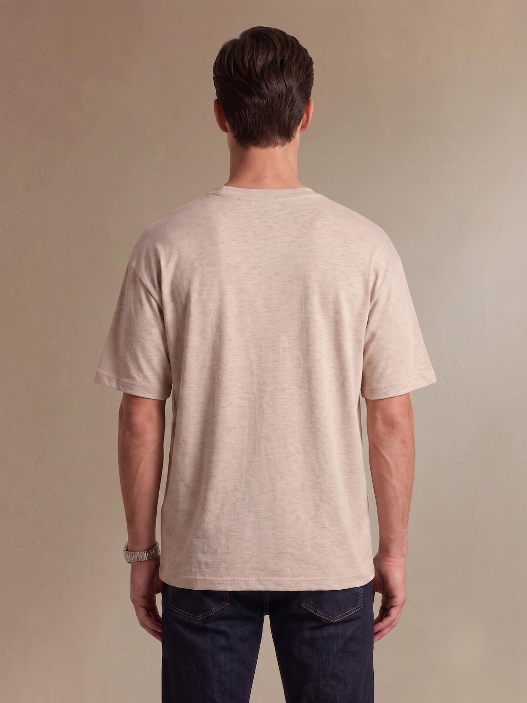 Iconic Men Beige Boxy Fit Graphic T-Shirt