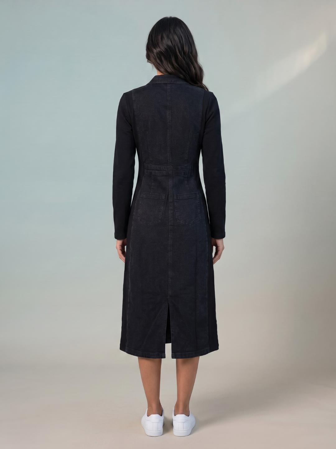 Iconic Women Black Regular Fit Solid Dress