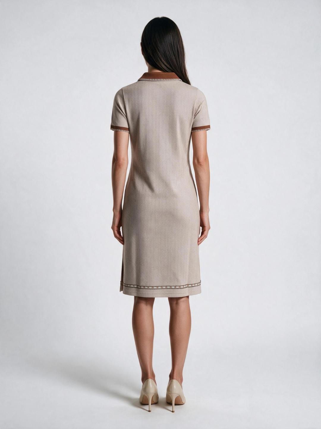 Iconic Women Beige Textured Regular Fit Dress