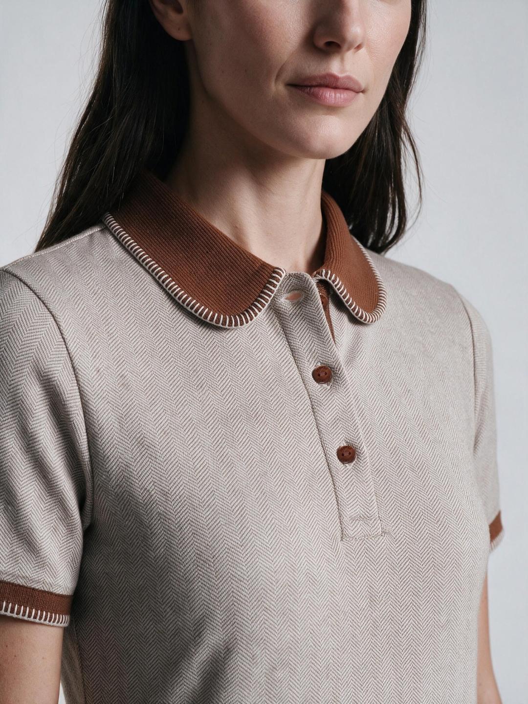 Iconic Women Beige Textured Regular Fit Dress