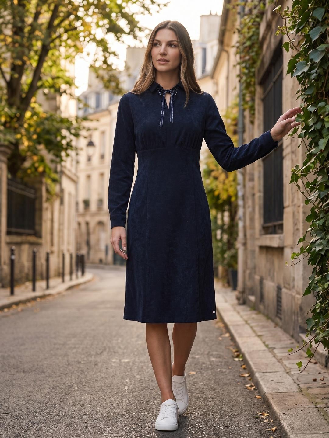 Iconic Women Blue Regular Fit Solid Dress