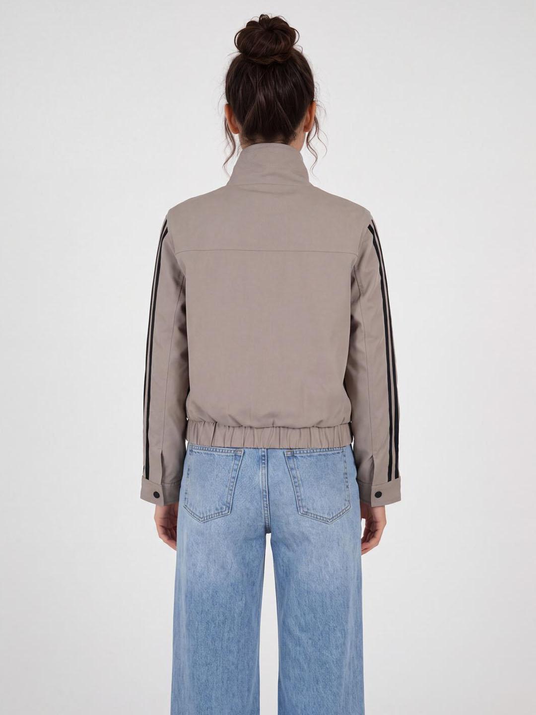 Iconic Women Beige Solid Regular Fit Bomber Jacket