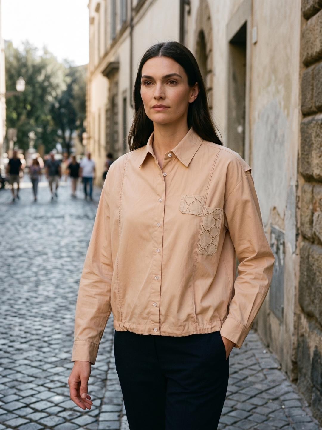 Iconic Women Brown Loose Fit Solid Cotton Shirt