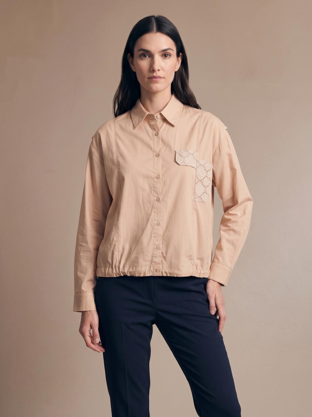 Iconic Women Brown Loose Fit Solid Cotton Shirt