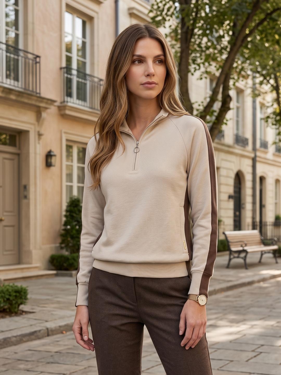 Iconic Women Multicolour Colourblock Regular Fit Sweatshirt
