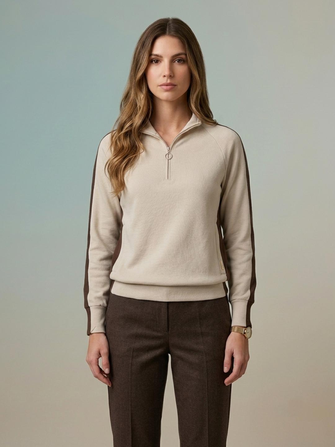 Iconic Women Multicolour Colourblock Regular Fit Sweatshirt