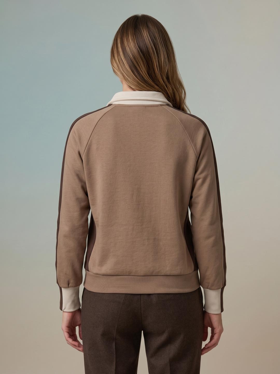 Iconic Women Multicolour Colourblock Regular Fit Sweatshirt
