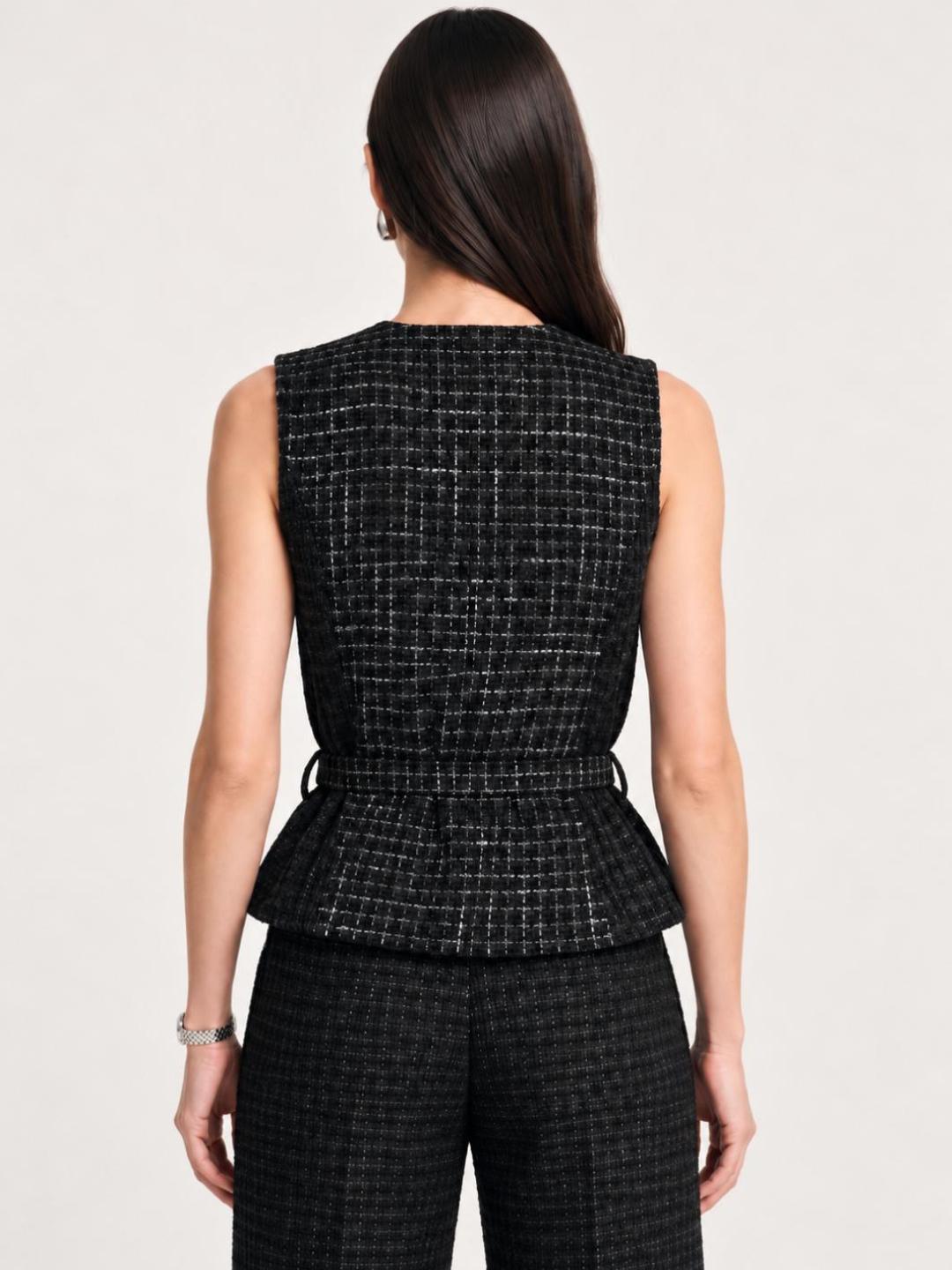 Iconic Women Black Textured Regular Fit Top