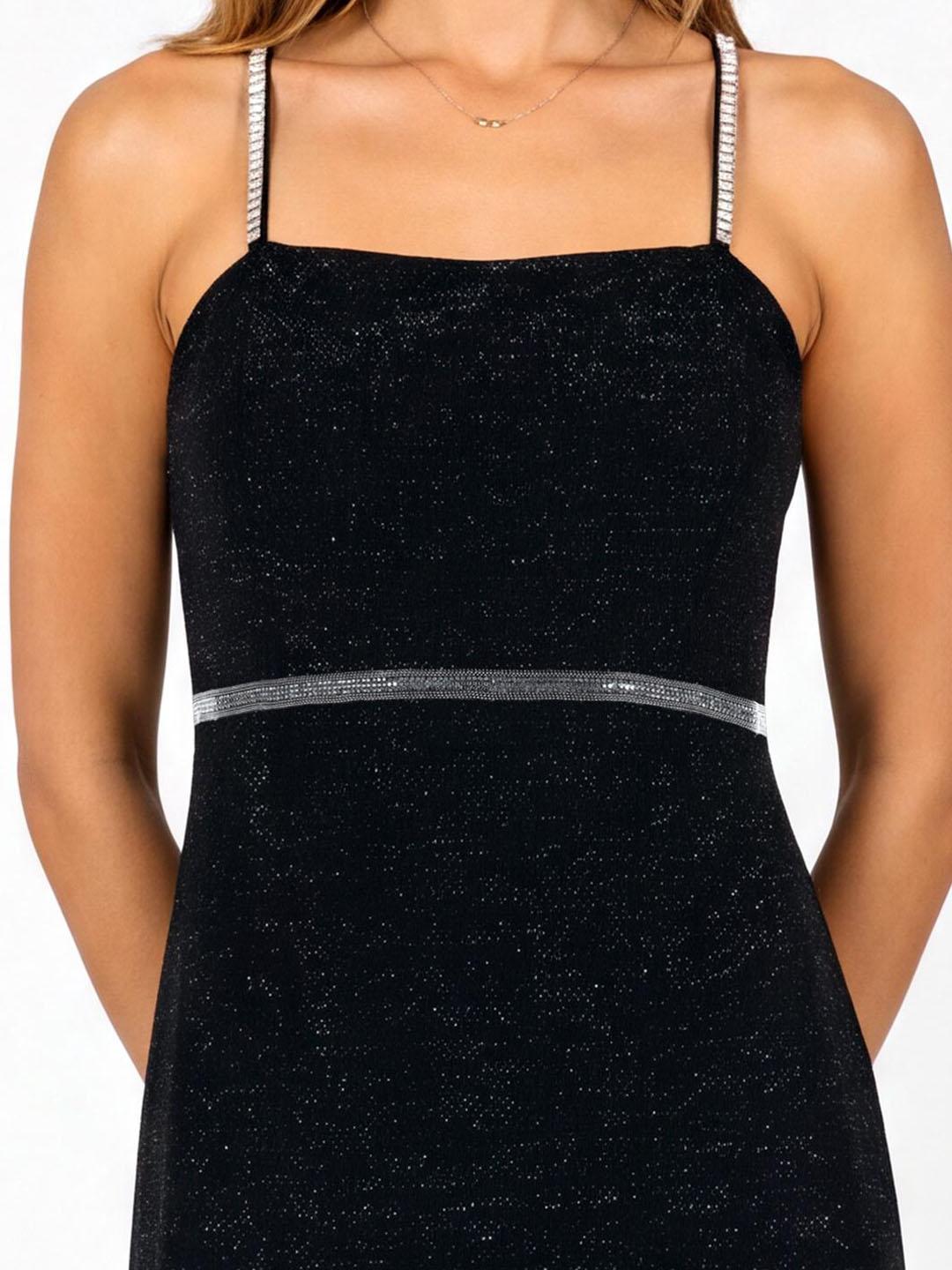 Iconic Women Black Solid Fitted Cotton Dress