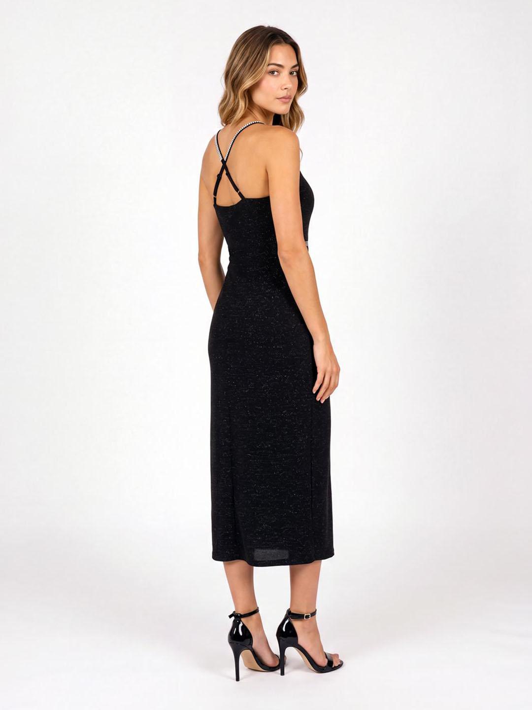 Iconic Women Black Solid Fitted Cotton Dress