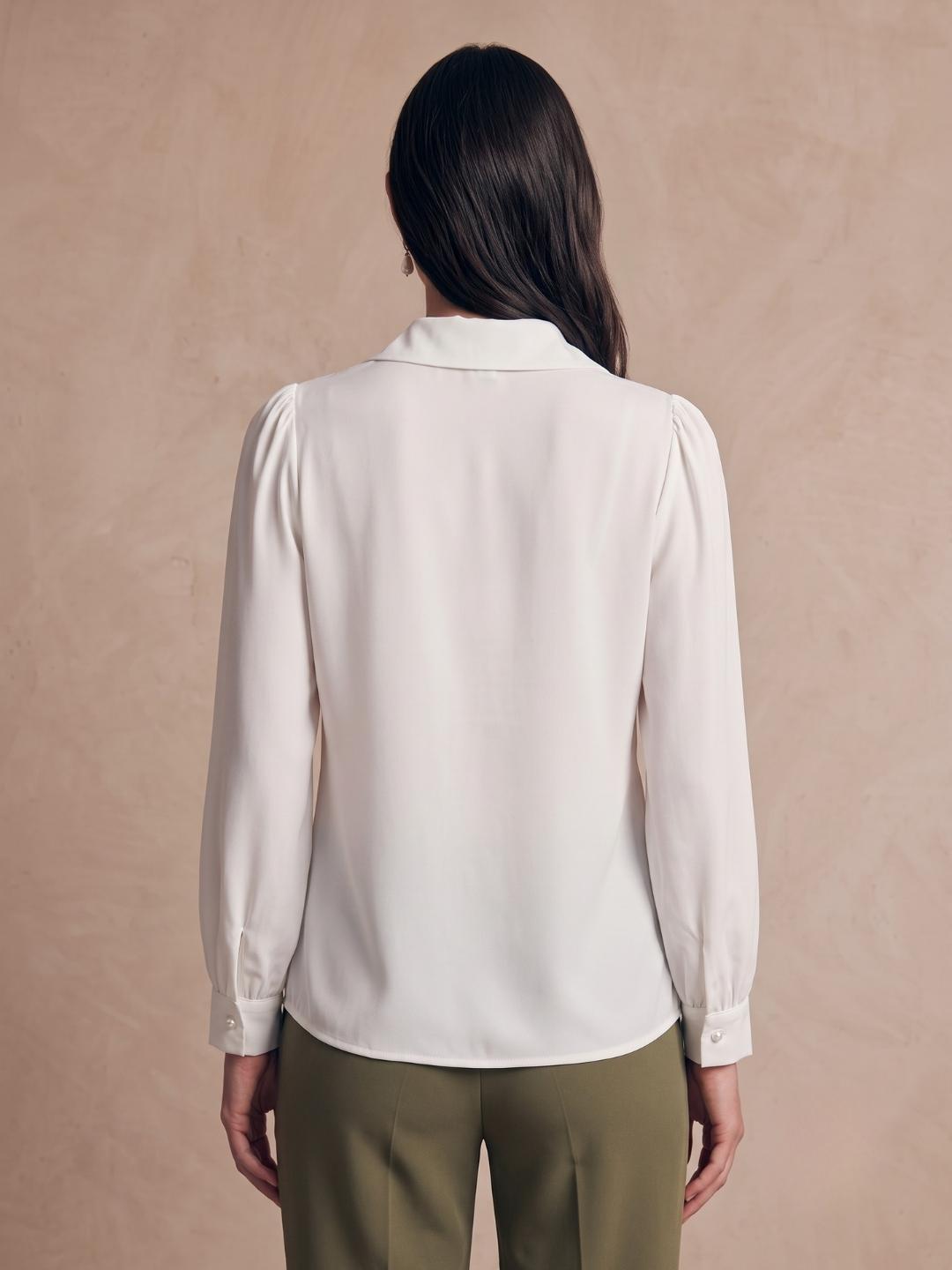 Iconic Women White Solid Straight Fit Cotton Shirt