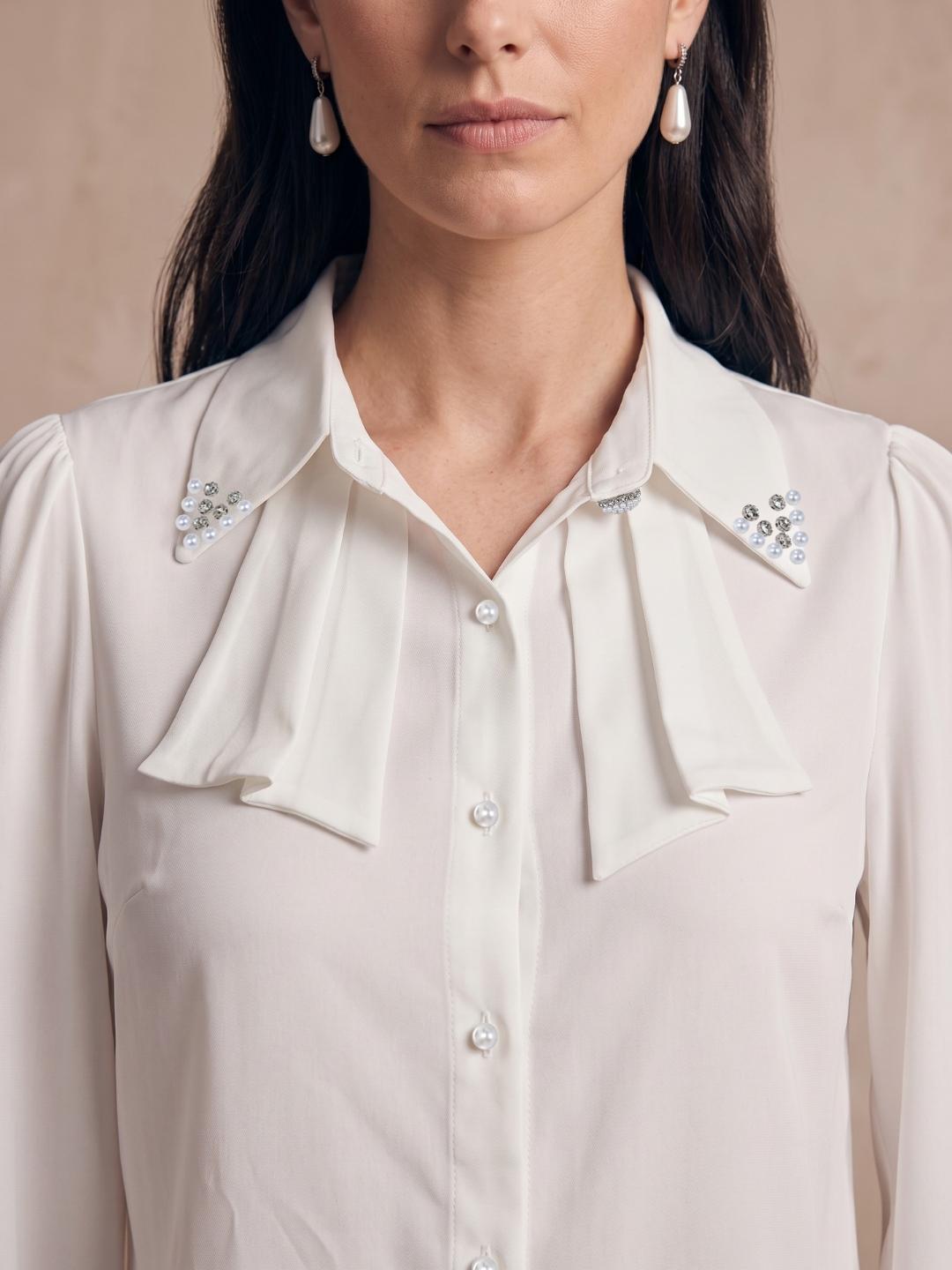 Iconic Women White Solid Straight Fit Cotton Shirt