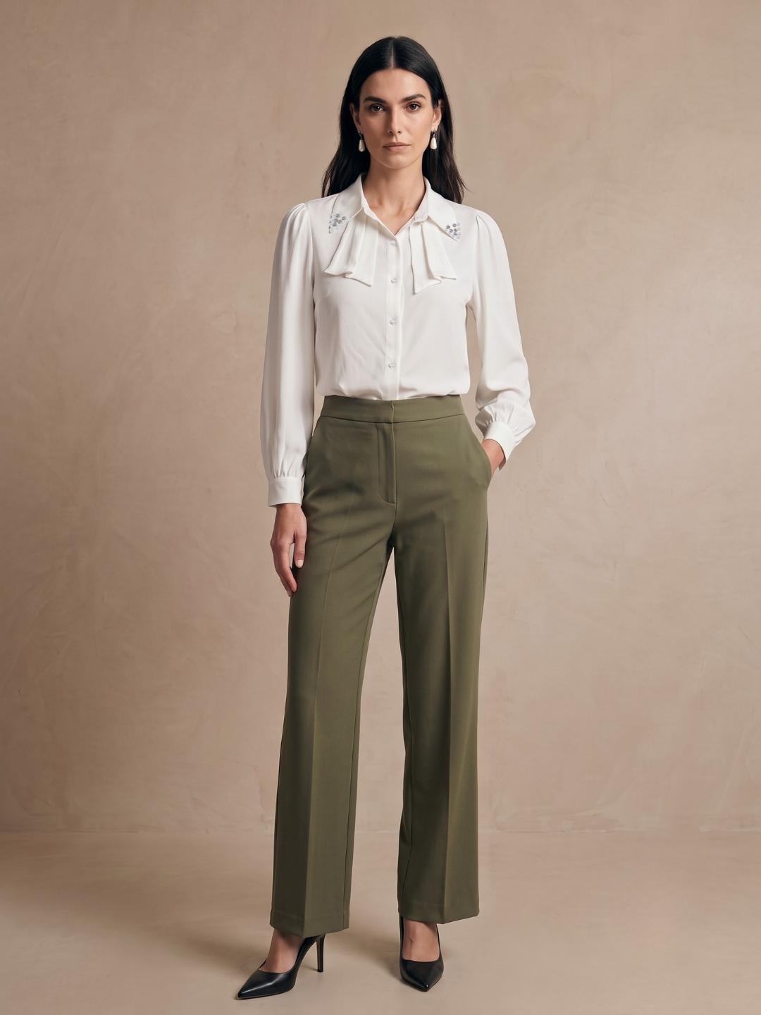 Iconic Women White Solid Straight Fit Cotton Shirt