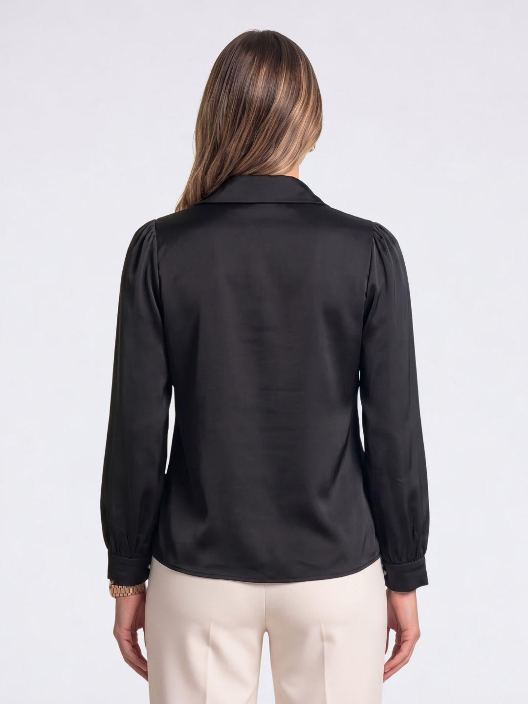 Iconic Women Black Solid Straight Fit Shirt