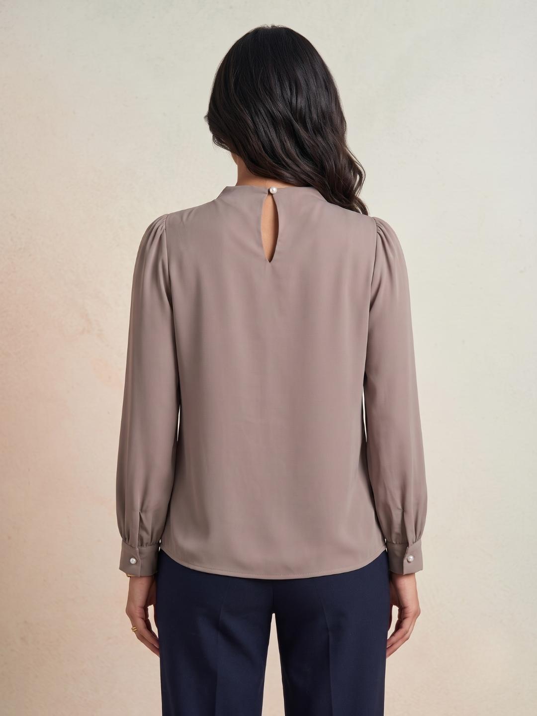 Iconic Women Brown Solid Straight Fit Top