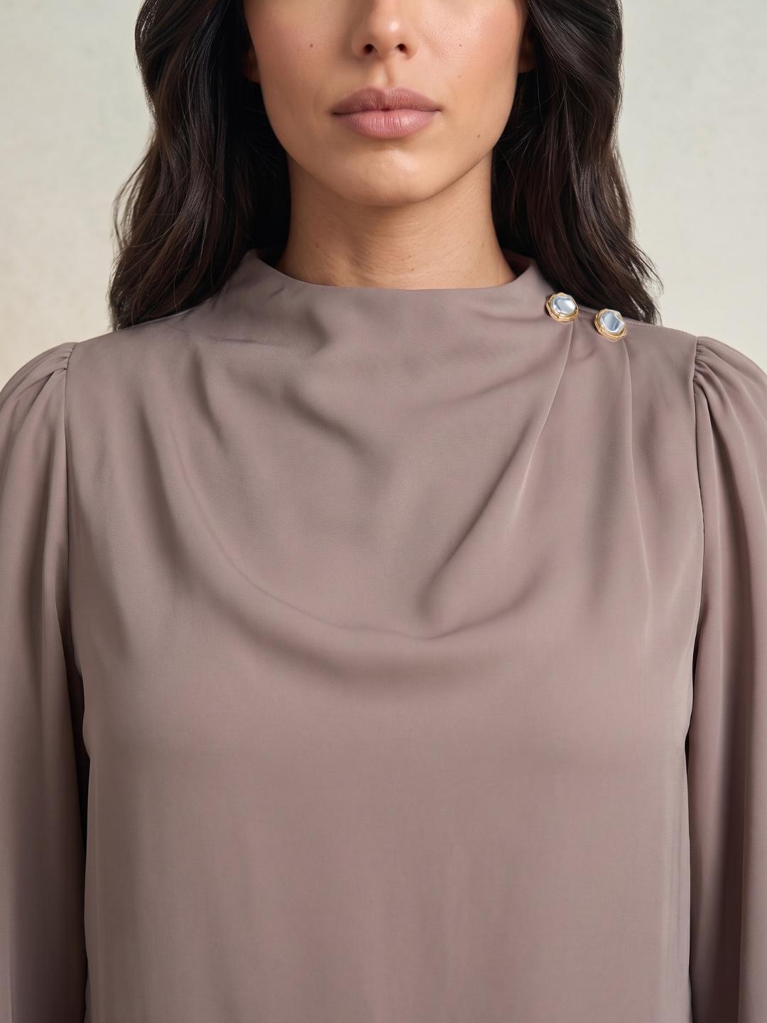 Iconic Women Brown Solid Straight Fit Top