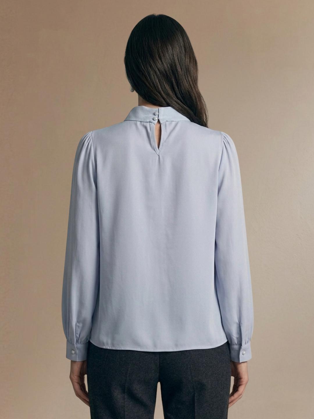 Iconic Women Light Blue Solid Straight Fit Puff Sleeve Top
