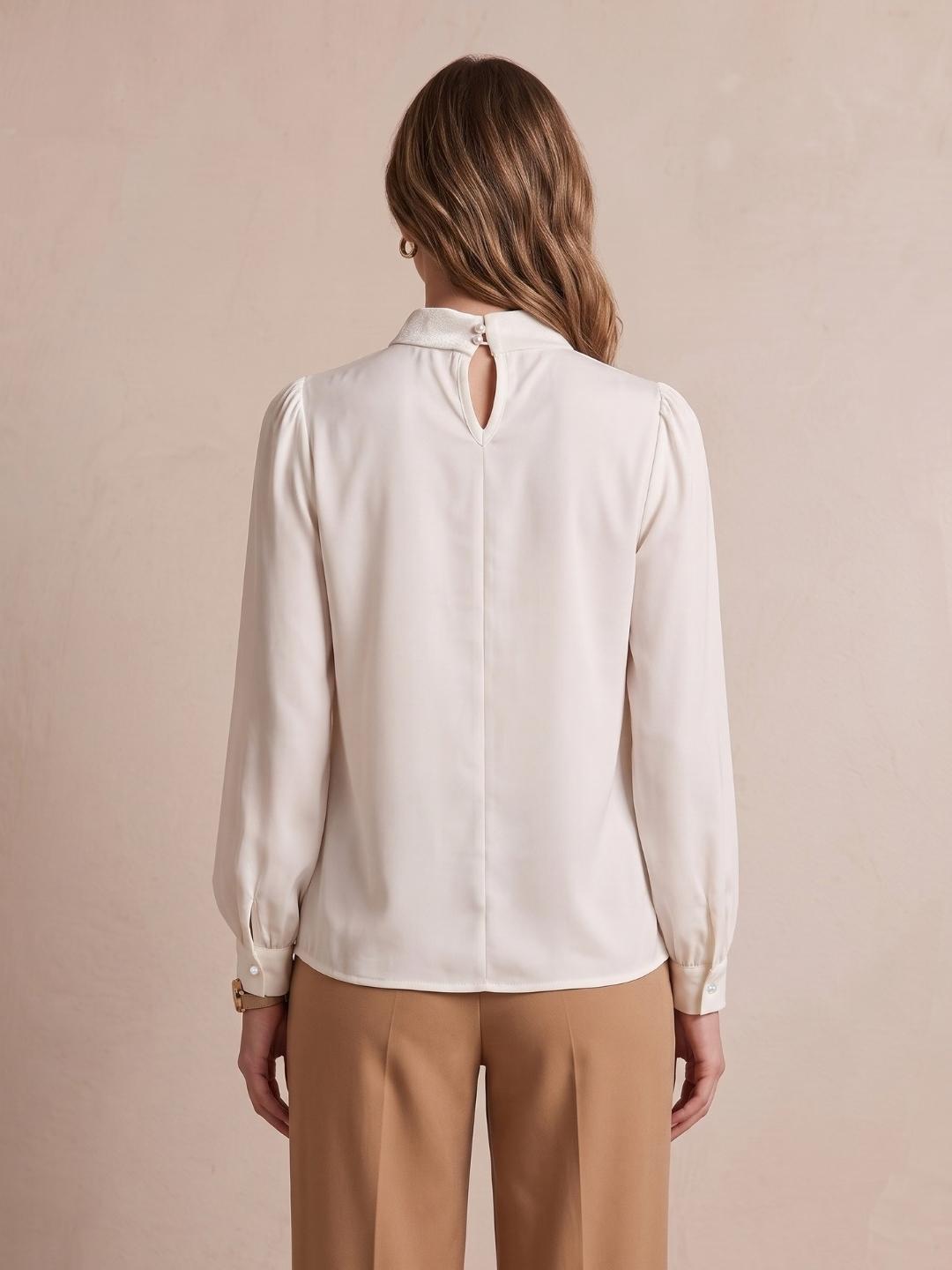 Iconic Women Off White Solid Straight Fit Cotton Top