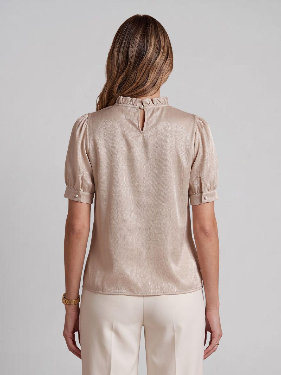 Iconic Women Beige Solid Straight Fit Top