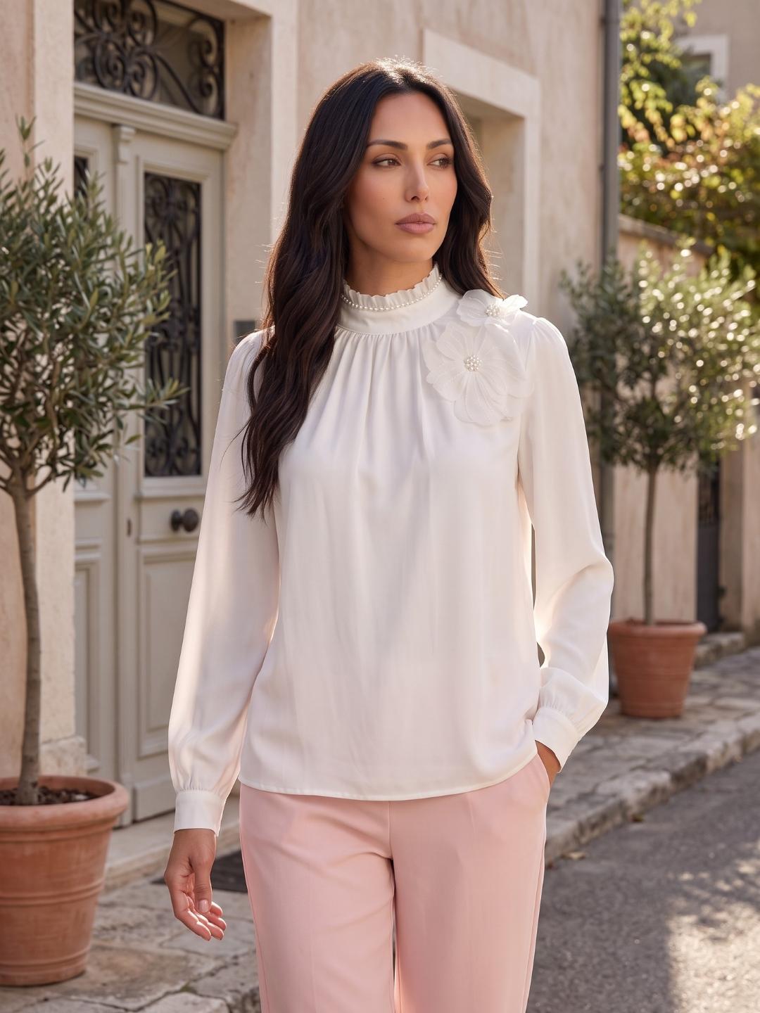 Iconic Women White Solid Straight Fit Cotton Top