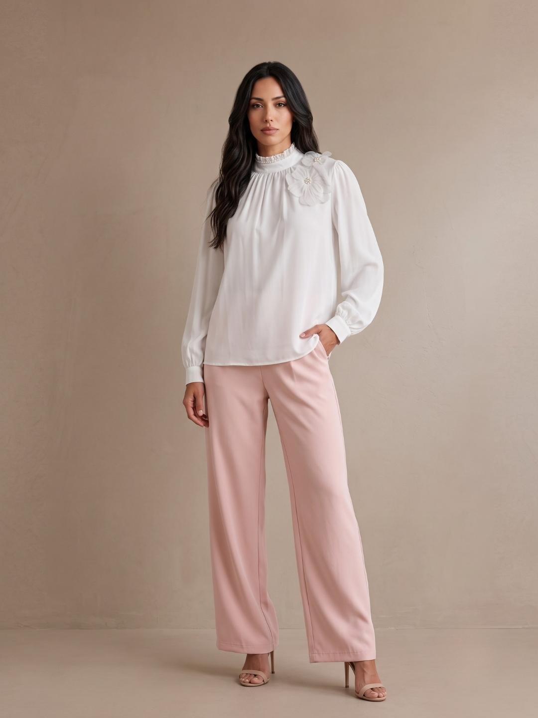 Iconic Women White Solid Straight Fit Cotton Top