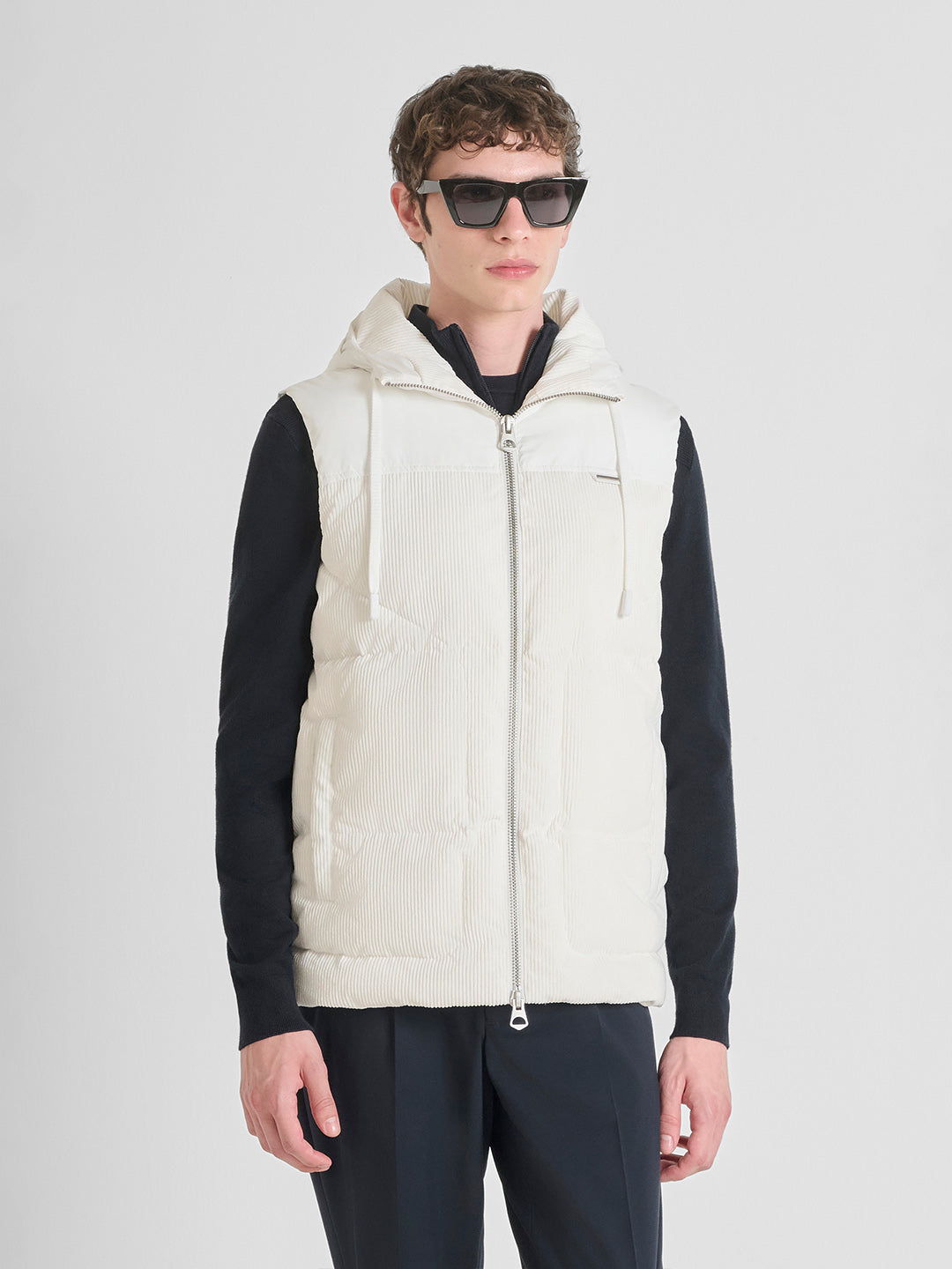 ANTONY MORATO Men White Quilted Corduroy Puffer Jacket
