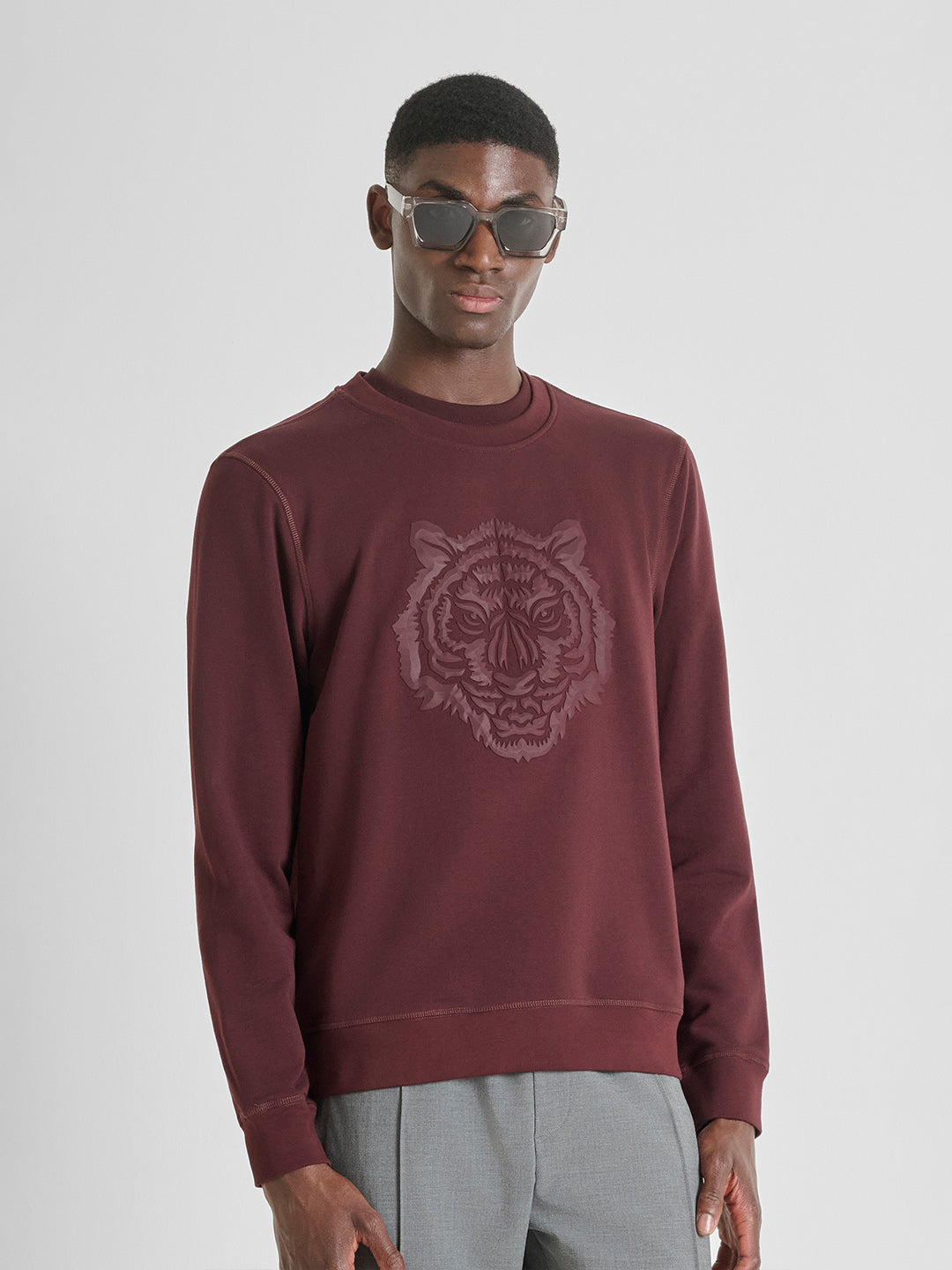 ANTONY MORATO Men Maroon Printed Cotton Sweatshirt