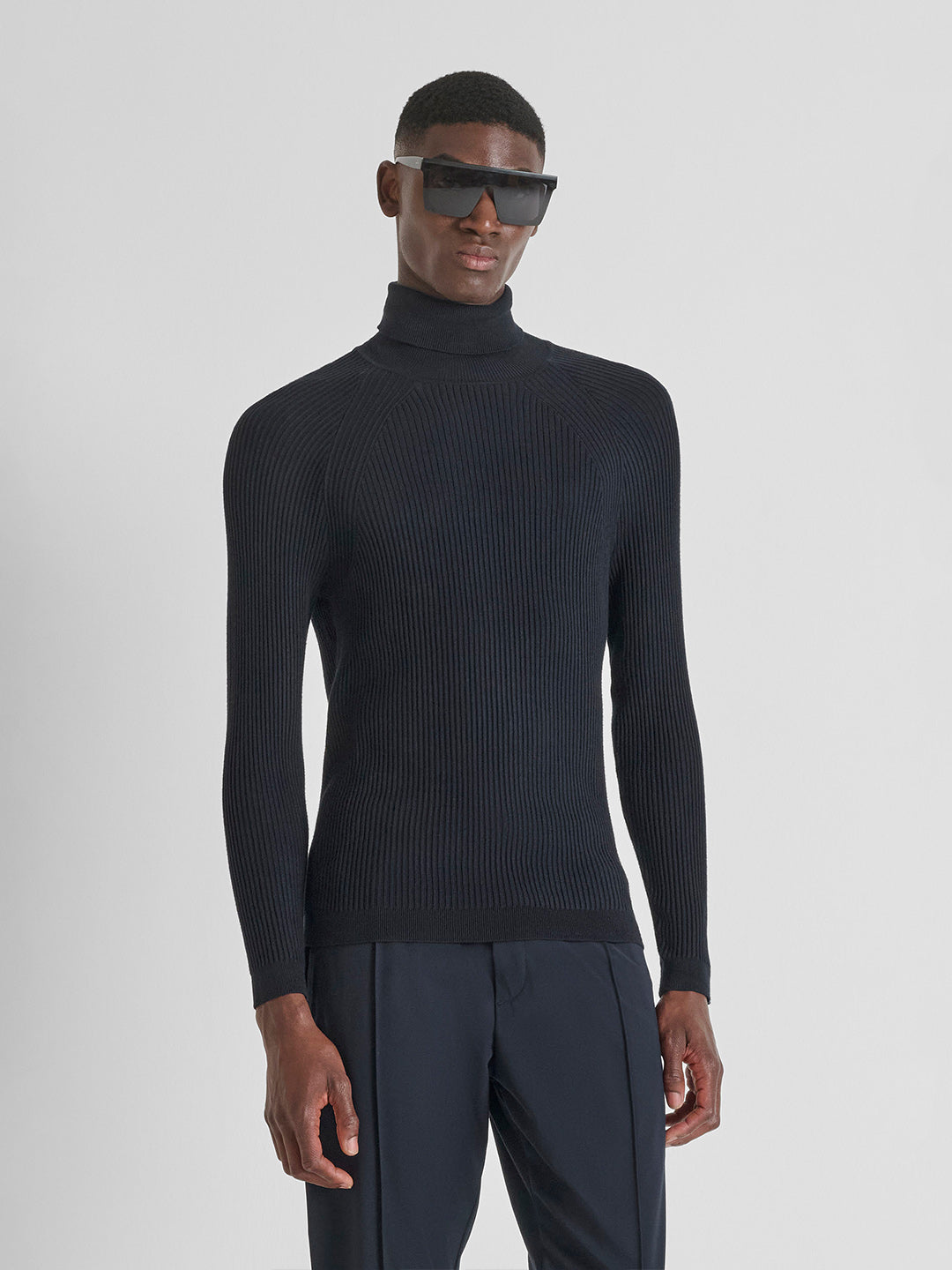 ANTONY MORATO Men Navy Blue Skinny Fit Sweater