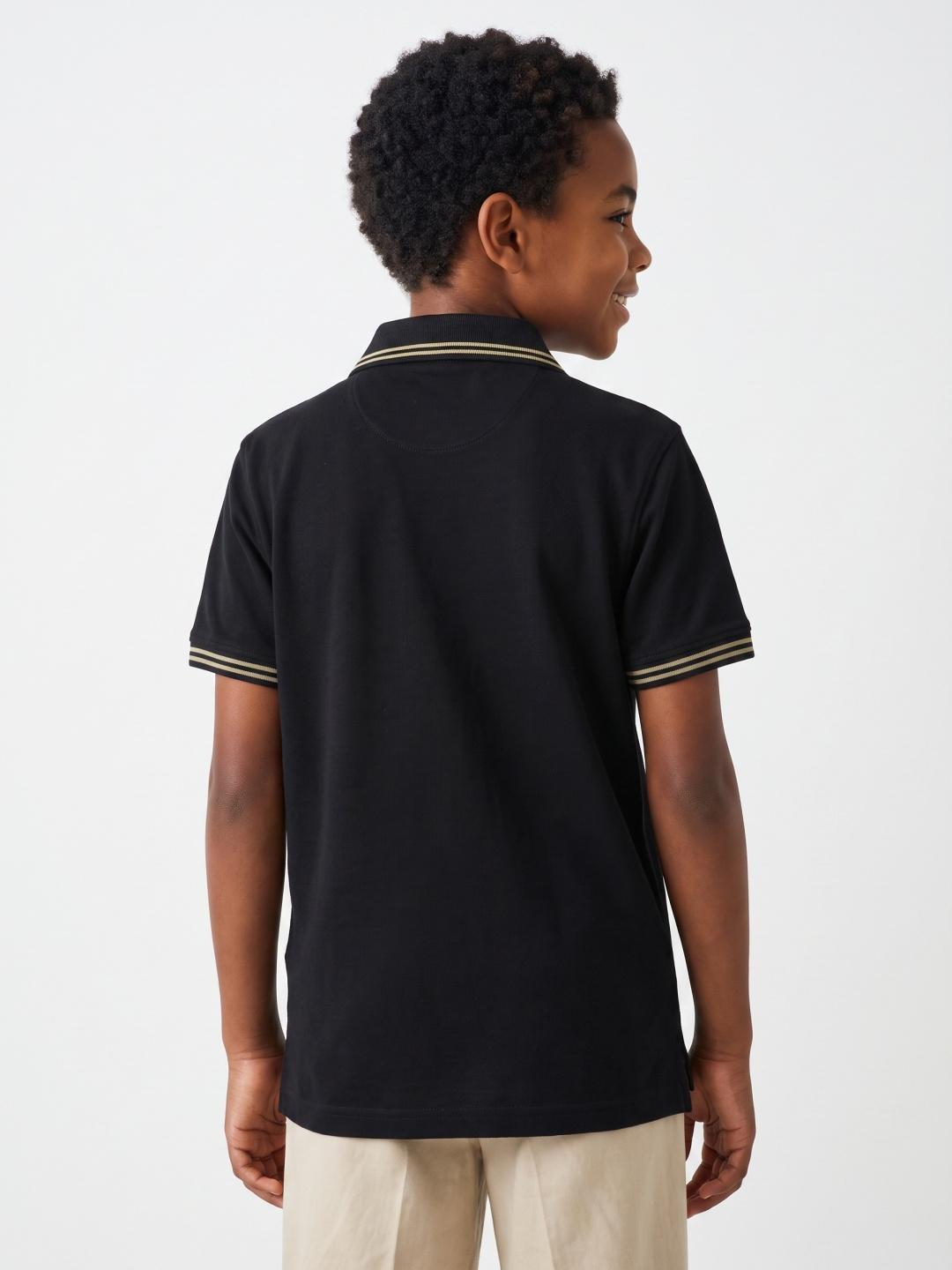 True Religion Boys Regular Fit Black Solid Pure Cotton Polo Tshirt