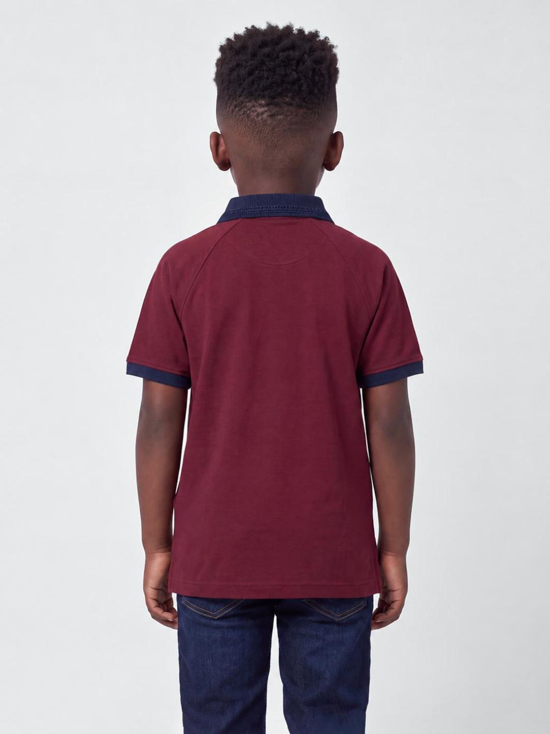True Religion Boys Red Solid Regular Fit Cotton Polo T-Shirt
