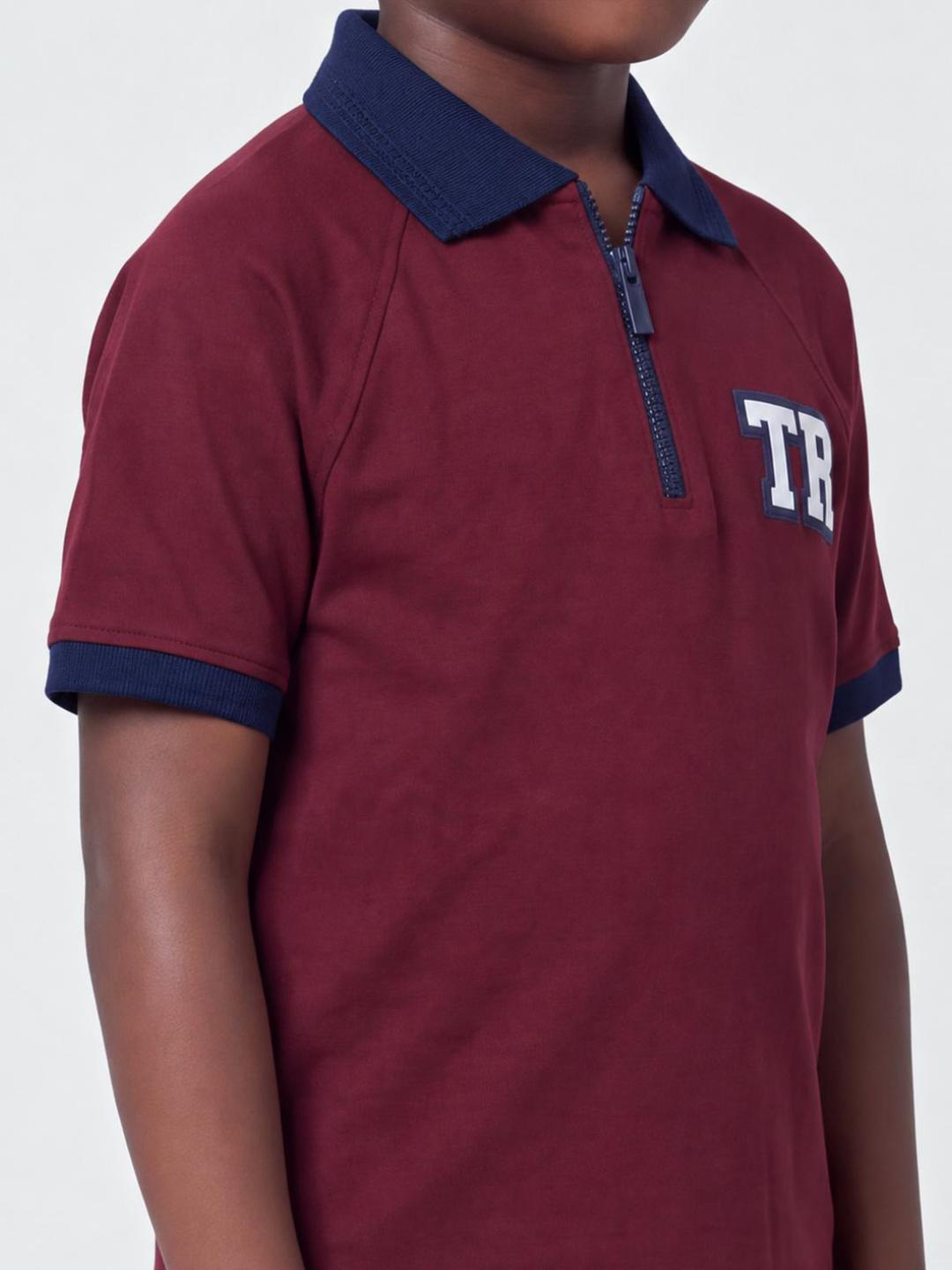 True Religion Boys Red Solid Regular Fit Cotton Polo T-Shirt