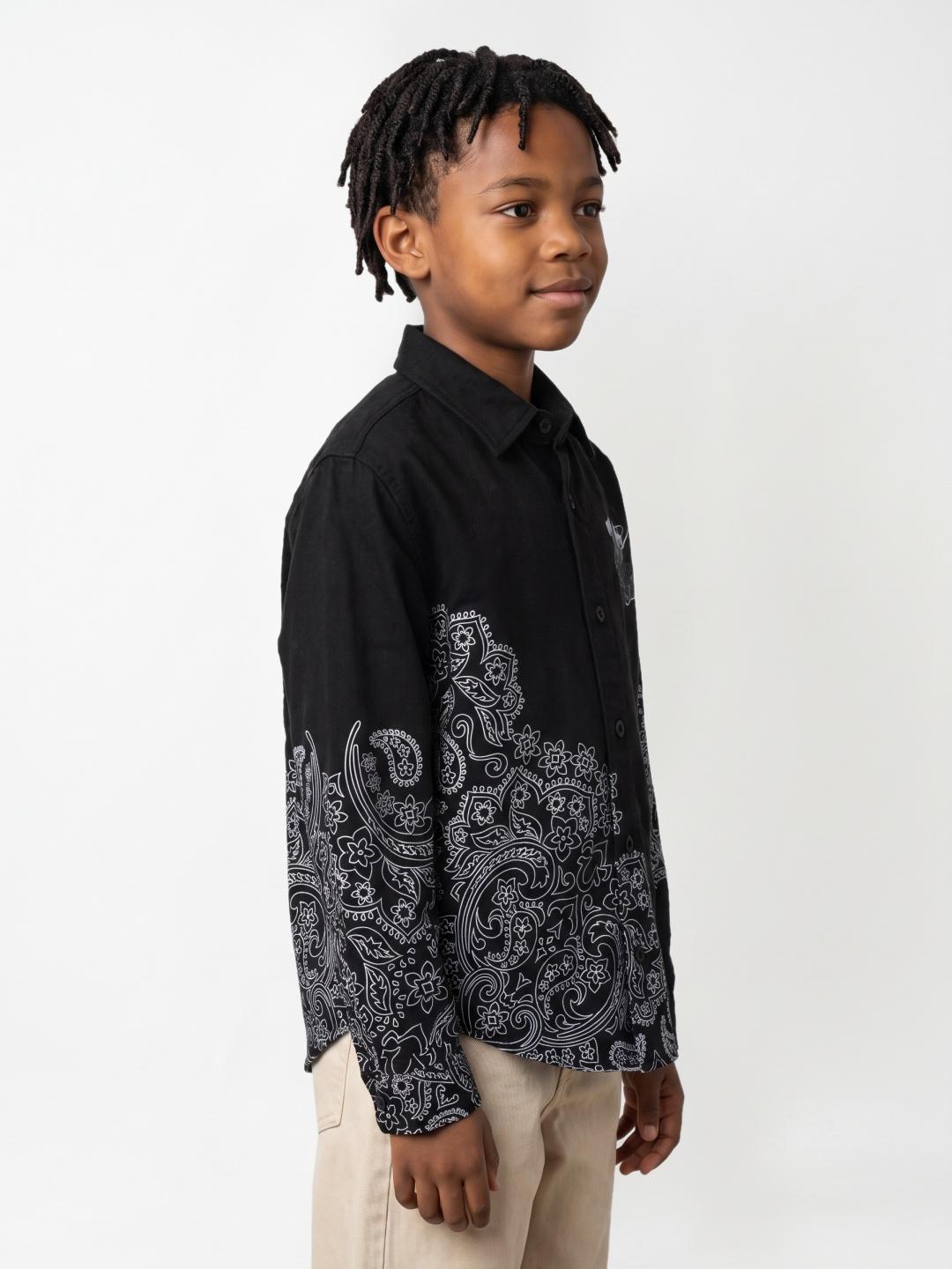 True Religion Boys Black Solid Regular Fit Shirt