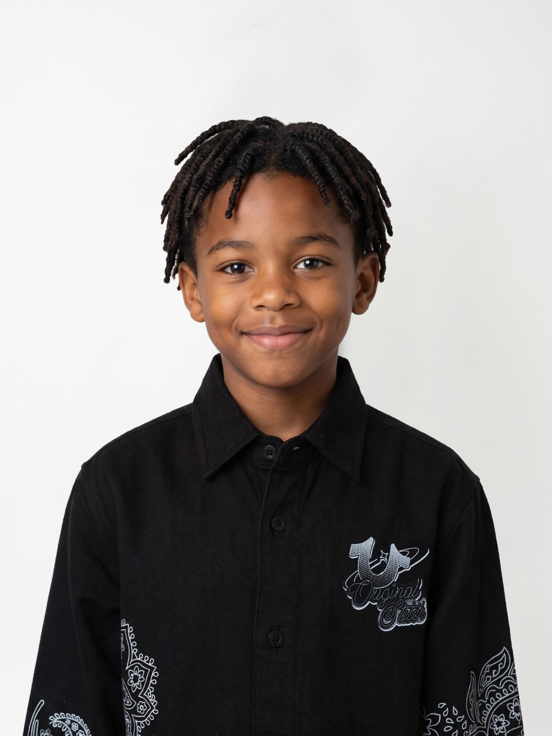 True Religion Boys Black Solid Regular Fit Shirt