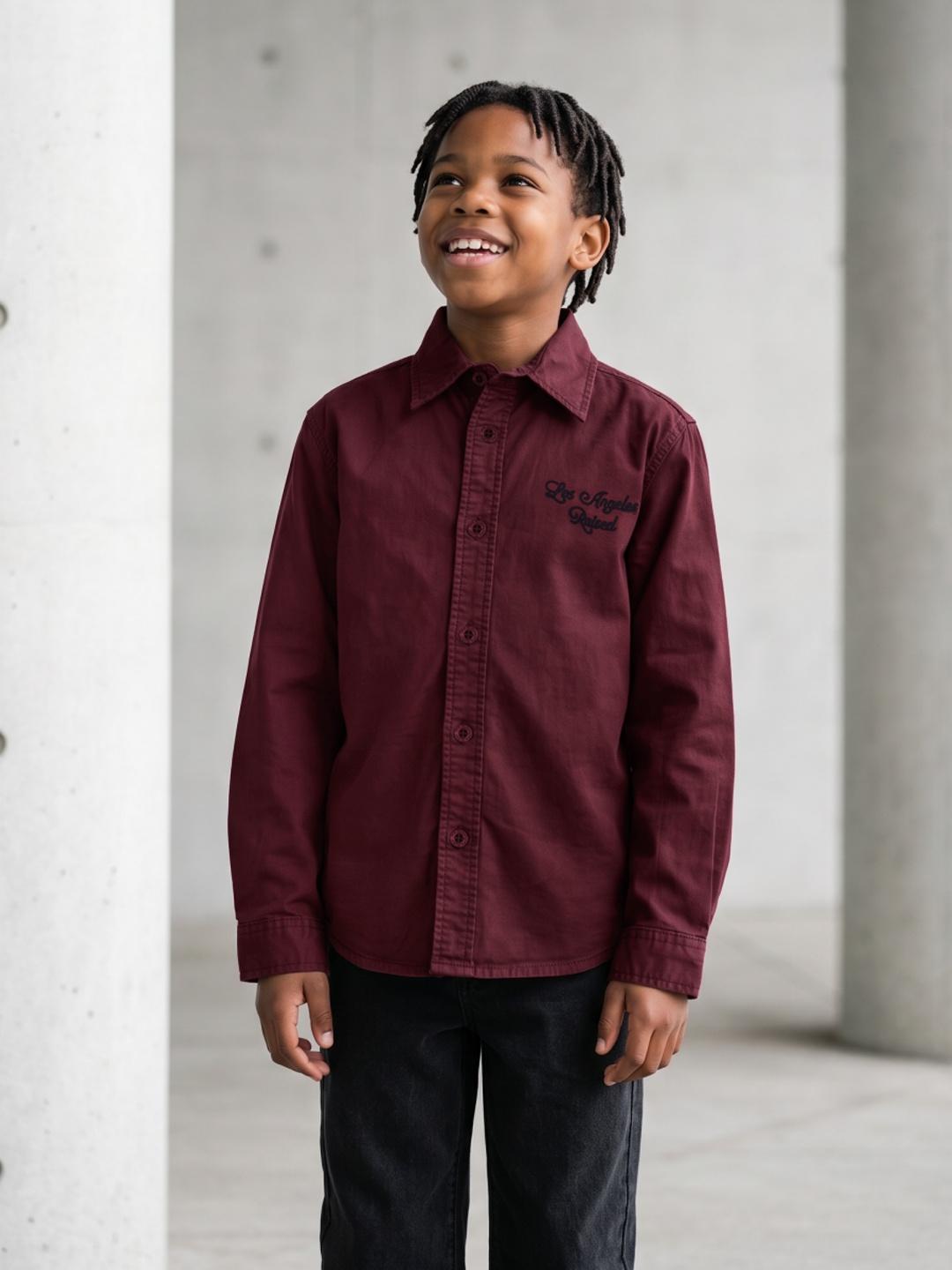 True Religion Boys Wine Solid Regular Fit Shirt