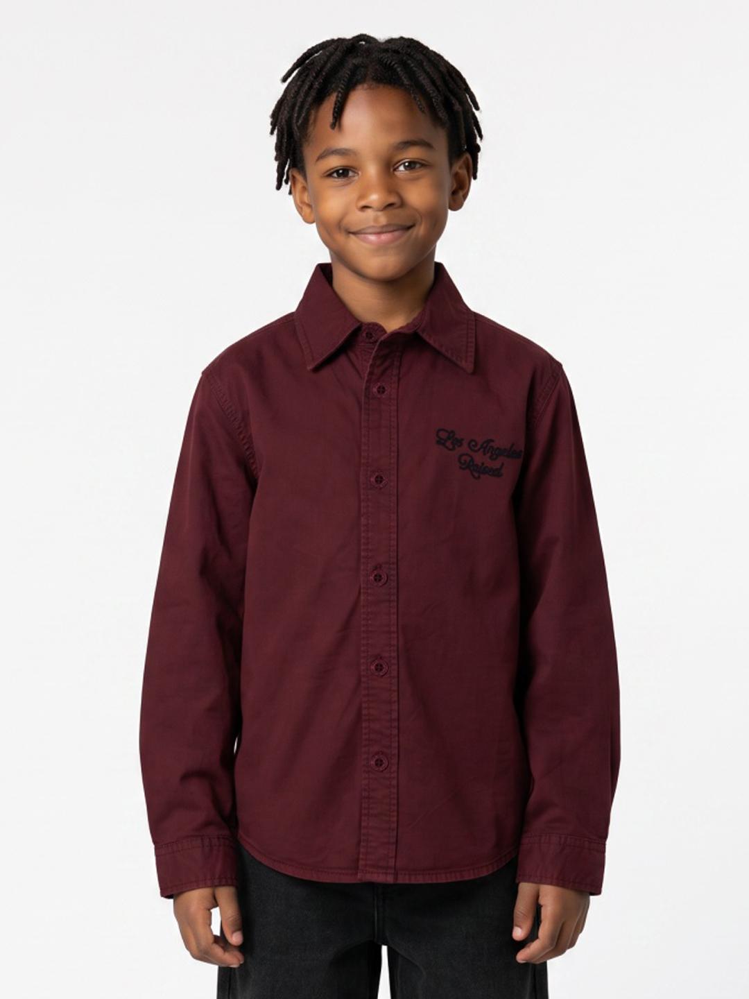 True Religion Boys Wine Solid Regular Fit Shirt