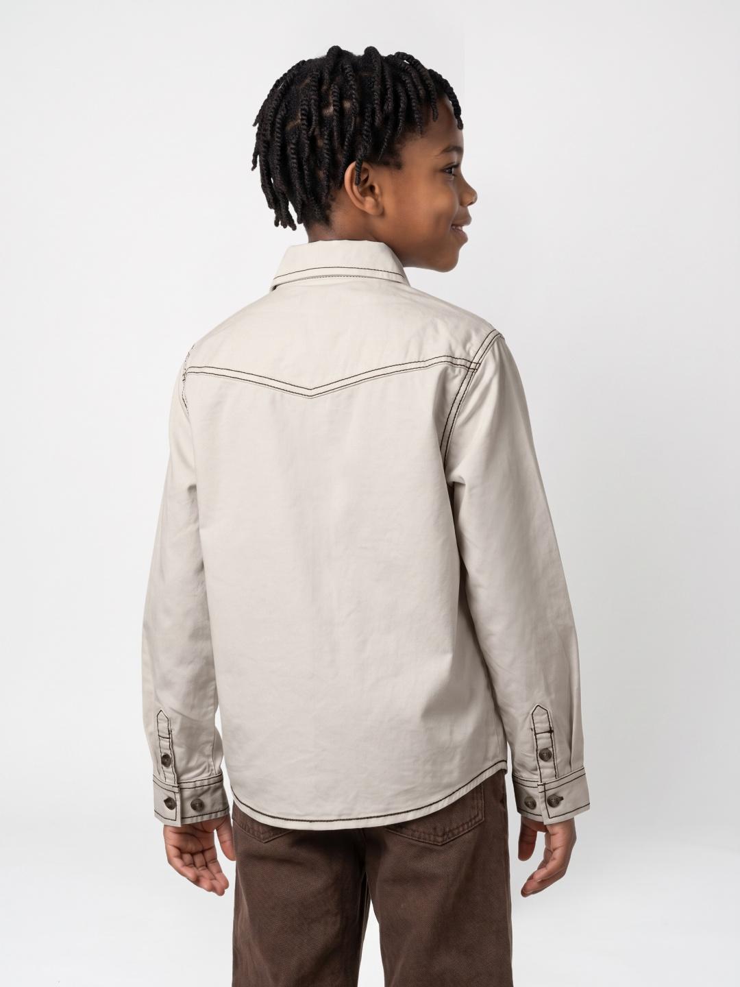 True Religion Boys Off White Solid Regular Fit Shirt