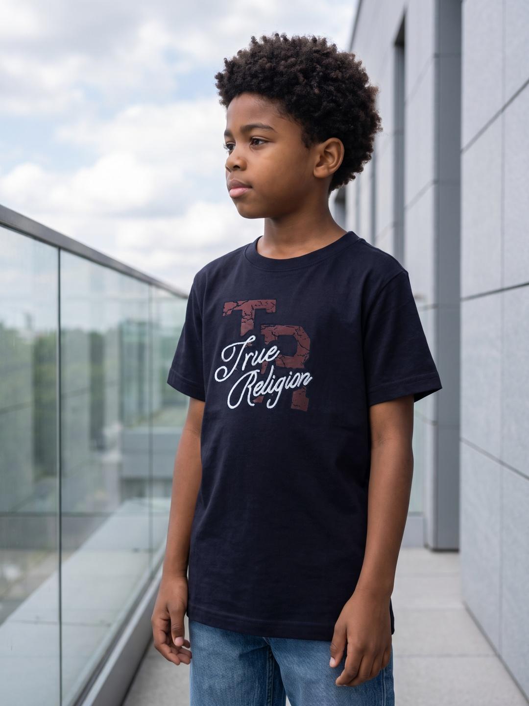 True Religion Boys Navy Graphic Regular Fit Cotton T-Shirt